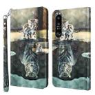 For Sony Xperia 1 II 3D Painting Pattern TPU + PU Leather Phone Case(Cat Tiger) - 1