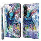 For Sony Xperia 1 II 3D Painting Pattern TPU + PU Leather Phone Case(Watercolor Owl) - 1