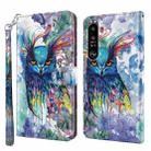 For Sony Xperia 1 III 3D Painting Pattern TPU + PU Leather Phone Case(Watercolor Owl) - 1