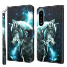 For Sony Xperia 5 III 3D Painting Pattern TPU + PU Leather Phone Case(Wolf) - 1