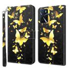 For OPPO A16 / A54 5G 3D Painting Pattern TPU + PU Leather Phone Case(Gold Butterfly) - 1