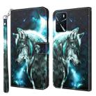 For OPPO A16 / A54 5G 3D Painting Pattern TPU + PU Leather Phone Case(Wolf) - 1