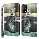 For OPPO A16 / A54 5G 3D Painting Pattern TPU + PU Leather Phone Case(Cat Tiger) - 1