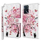 For OPPO A16 / A54 5G 3D Painting Pattern TPU + PU Leather Phone Case(Cat Under The Tree) - 1