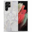 For Samsung Galaxy S22 Ultra 5G IMD Marble TPU Phone Case with Holder(Grey) - 1