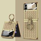 For Samsung Galaxy Z Flip3 5G GKK Integrated Plating Weave Texture Phone Case with Ring Holder(Champagne) - 1
