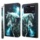 For Xiaomi Poco M4 Pro 3D Painting Pattern TPU + PU Leather Phone Case(Wolf) - 1