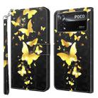 For Xiaomi Poco X4 Pro 5G 3D Painting Pattern TPU + PU Leather Phone Case(Gold Butterfly) - 1