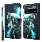 For Xiaomi Poco X4 Pro 5G 3D Painting Pattern TPU + PU Leather Phone Case(Wolf) - 1