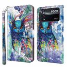 For Xiaomi Poco X4 Pro 5G 3D Painting Pattern TPU + PU Leather Phone Case(Watercolor Owl) - 1