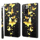 For Xiaomi Redmi Note 11 3D Painting Pattern TPU + PU Leather Phone Case(Gold Butterfly) - 1