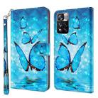 For Xiaomi Redmi Note 11 3D Painting Pattern TPU + PU Leather Phone Case(Three Butterflies) - 1