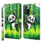 For Xiaomi Redmi Note 11 3D Painting Pattern TPU + PU Leather Phone Case(Panda Climbing Bamboo) - 1