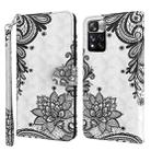 For Xiaomi Redmi Note 11 3D Painting Pattern TPU + PU Leather Phone Case(Diagonal Black Flower) - 1