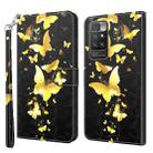 For Xiaomi Redmi 10 3D Painting Pattern TPU + PU Leather Phone Case(Gold Butterfly) - 1
