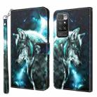 For Xiaomi Redmi 10 3D Painting Pattern TPU + PU Leather Phone Case(Wolf) - 1