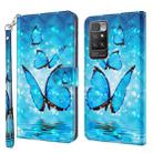 For Xiaomi Redmi 10 3D Painting Pattern TPU + PU Leather Phone Case(Three Butterflies) - 1
