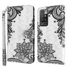 For Xiaomi Redmi 10 3D Painting Pattern TPU + PU Leather Phone Case(Diagonal Black Flower) - 1