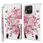 For Xiaomi Redmi 10C International Version 3D Painting Pattern TPU + PU Leather Phone Case(Cat Under The Tree) - 1