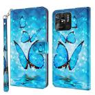 For Xiaomi Redmi 10C International Version 3D Painting Pattern TPU + PU Leather Phone Case(Three Butterflies) - 1