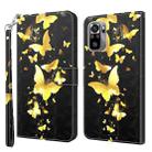 For Xiaomi Redmi Note 10 / 10S 3D Painting Pattern TPU + PU Leather Phone Case(Gold Butterfly) - 1