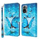 For Xiaomi Redmi Note 10 / 10S 3D Painting Pattern TPU + PU Leather Phone Case(Three Butterflies) - 1