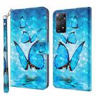 For Xiaomi Redmi Note 11 4G International 3D Painting Pattern TPU + PU Leather Phone Case(Three Butterflies) - 1