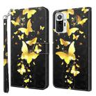 For Xiaomi Redmi Note 10 Pro / 10 Pro Max 3D Painting Pattern TPU + PU Leather Phone Case(Gold Butterfly) - 1