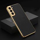 For Samsung Galaxy S22+ 5G GKK Plating TPU + Leather Full Coverage Phone Case(Black) - 1