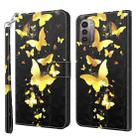 For Nokia G11 / G21 3D Painting Pattern TPU + PU Leather Phone Case(Gold Butterfly) - 1
