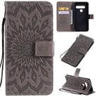For LG G8S ThinQ Pressed Printing Sunflower Pattern Horizontal Flip PU Leather Case with Holder & Card Slots & Wallet & Lanyard(Gray) - 1