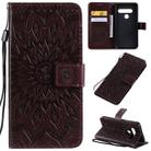 For LG G8S ThinQ Pressed Printing Sunflower Pattern Horizontal Flip PU Leather Case with Holder & Card Slots & Wallet & Lanyard(Brown) - 1