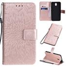 For LG K30 (2019) Pressed Printing Sunflower Pattern Horizontal Flip PU Leather Case with Holder & Card Slots & Wallet & Lanyard(Rose Gold) - 1