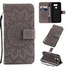 For LG K40S Pressed Printing Sunflower Pattern Horizontal Flip PU Leather Case with Holder & Card Slots & Wallet & Lanyard(Gray) - 1