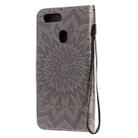 For OPPO A5 / A35 Pressed Printing Sunflower Pattern Horizontal Flip PU Leather Case with Holder & Card Slots & Wallet & Lanyard(Gray) - 3