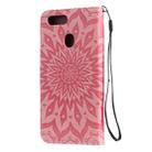 For OPPO A5 / A35 Pressed Printing Sunflower Pattern Horizontal Flip PU Leather Case with Holder & Card Slots & Wallet & Lanyard(Pink) - 3