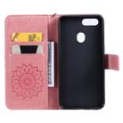 For OPPO A5 / A35 Pressed Printing Sunflower Pattern Horizontal Flip PU Leather Case with Holder & Card Slots & Wallet & Lanyard(Pink) - 4