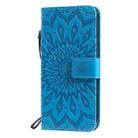For OPPO A5 / A35 Pressed Printing Sunflower Pattern Horizontal Flip PU Leather Case with Holder & Card Slots & Wallet & Lanyard(Blue) - 2