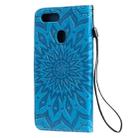 For OPPO A5 / A35 Pressed Printing Sunflower Pattern Horizontal Flip PU Leather Case with Holder & Card Slots & Wallet & Lanyard(Blue) - 3
