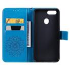 For OPPO A5 / A35 Pressed Printing Sunflower Pattern Horizontal Flip PU Leather Case with Holder & Card Slots & Wallet & Lanyard(Blue) - 4