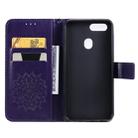 For OPPO A5 / A35 Pressed Printing Sunflower Pattern Horizontal Flip PU Leather Case with Holder & Card Slots & Wallet & Lanyard(Purple) - 4