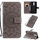 For OPPO F11 Pressed Printing Sunflower Pattern Horizontal Flip PU Leather Case with Holder & Card Slots & Wallet & Lanyard(Gray) - 1