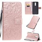 For OPPO F11 Pressed Printing Sunflower Pattern Horizontal Flip PU Leather Case with Holder & Card Slots & Wallet & Lanyard(Rose Gold) - 1