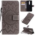 For OPPO F11 Pro Pressed Printing Sunflower Pattern Horizontal Flip PU Leather Case with Holder & Card Slots & Wallet & Lanyard(Gray) - 1