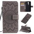 For OPPO A9 2020 / A5 2020 Pressed Printing Sunflower Pattern Horizontal Flip PU Leather Case with Holder & Card Slots & Wallet & Lanyard(Gray) - 1