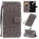 For OPPO A7 / A5s Pressed Printing Sunflower Pattern Horizontal Flip PU Leather Case with Holder & Card Slots & Wallet & Lanyard(Gray) - 1