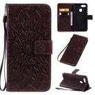 For OPPO A7 / A5s Pressed Printing Sunflower Pattern Horizontal Flip PU Leather Case with Holder & Card Slots & Wallet & Lanyard(Brown) - 1