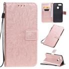 For OPPO A7 / A5s Pressed Printing Sunflower Pattern Horizontal Flip PU Leather Case with Holder & Card Slots & Wallet & Lanyard(Rose Gold) - 1