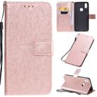 For Vivo V11i Pressed Printing Sunflower Pattern Horizontal Flip PU Leather Case with Holder & Card Slots & Wallet & Lanyard(Rose Gold) - 1