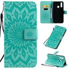 For Vivo Y15 / Y17 Pressed Printing Sunflower Pattern Horizontal Flip PU Leather Case with Holder & Card Slots & Wallet & Lanyard(Green) - 1